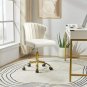 Adjustable Velvet Task Chair with Gold Casters, Compact Swivel Desk Chair for Ho