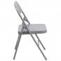 Versatile Gray Metal Folding Chair with Triple Braced Frame