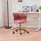 Elegant Pink Velvet Ergonomic Office Chair with Adjustable Height and Swivel Whe