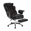 Big and Tall Ergonomic Executive Office Chair with Footrest - Black Leather Recl Big and Tall Ergonomic Executive Office Chair with Footrest - Black Leather Recl