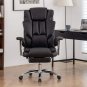 Big and Tall Ergonomic Executive Office Chair with Footrest - Black Leather Recl