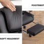 Big and Tall Ergonomic Executive Office Chair with Footrest - Black Leather Recl