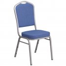 Elegant Blue Fabric Stacking Banquet Chair with Silver Frame