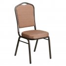 Elegant Gold Diamond Patterned Crown Back Stacking Chair with Steel Frame