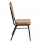 Elegant Gold Diamond Patterned Crown Back Stacking Chair with Steel Frame