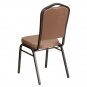 Elegant Gold Diamond Patterned Crown Back Stacking Chair with Steel Frame