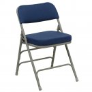 HERCULES Series Premium Curved Triple Braced Navy Fabric Folding Chair