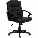 Mid-Back Black LeatherSoft Swivel Task Office Chair With Arms Mid-Back Black LeatherSoft Swivel Task Office Chair With Arms
