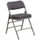 HERCULES Series Premium Curved Triple Braced Gray Fabric Folding Chair