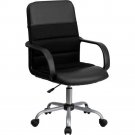 Ergonomic Mid Back Black LeatherSoft Mesh Swivel Chair With Arms Ergonomic Mid Back Black LeatherSoft Mesh Swivel Chair With Arms