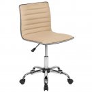 Tan Ribbed Swivel Office Chair Low Back Armless Design For Home Office Tan Ribbed Swivel Office Chair Low Back Armless Design For Home Office