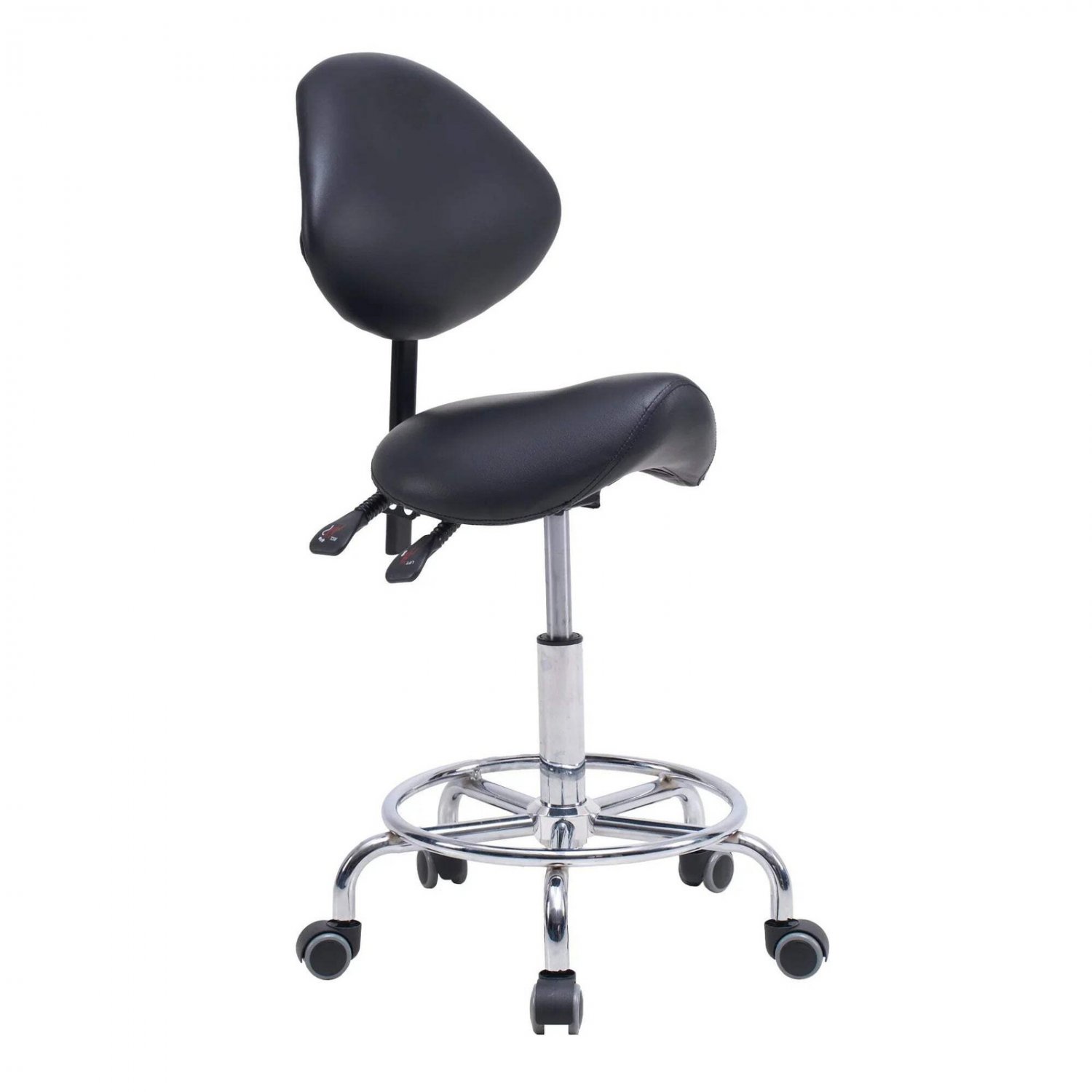 Ergonomic Saddle Stool Chair Backrest Swivel Hydraulic Tilt Wheels