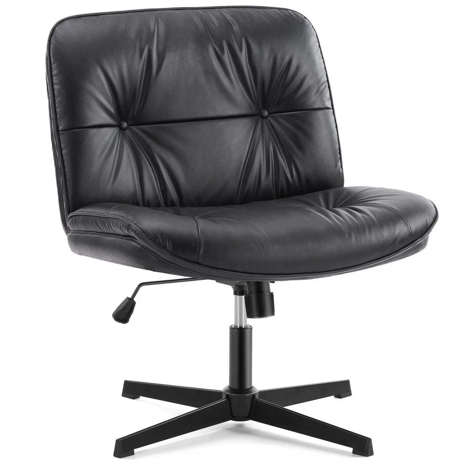 JHK PU Leather Cross Legged Office Chair Adjustable Swivel Desk Chair