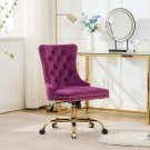 AA Furniture Purple Velvet Tufted Office Chair With Golden Metal Base AA Furniture Purple Velvet Tufted Office Chair With Golden Metal Base