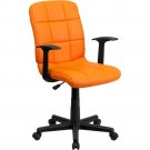 Orange Quilted Vinyl Mid Back Swivel Task Chair With Arms Orange Quilted Vinyl Mid Back Swivel Task Chair With Arms