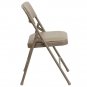 2 Pack HERCULES Series Curved Triple Braced Beige Vinyl Folding Chair