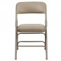 2 Pack HERCULES Series Curved Triple Braced Beige Vinyl Folding Chair