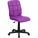 Purple Quilted Vinyl Swivel Task Office Chair Mid Back Comfort