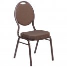 Teardrop Back Stacking Banquet Chair in Brown Fabric Copper Vein Frame