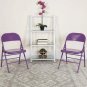 Vibrant Impulsive Purple Triple Braced Metal Folding Chair with Double Hinges