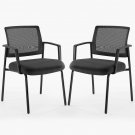 JHK Mesh Back Stacking Arm Chairs 2 Pack For Home And Office