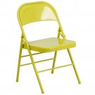 HERCULES COLORBURST Twisted Citron Metal Folding Chair, Triple Braced