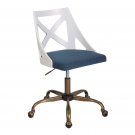 Charlotte Farmhouse Task Chair in Antique Copper Metal, White Textured Wood, and