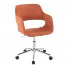 Margarite Contemporary Task Chair in Chrome Metal and Orange Fabric by LumiSourc