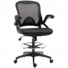 Mesh Drafting Chair, Tall Office Chair with Lumbar Support, Flip-Up Armrests, Fo