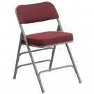 HERCULES Series Premium Curved Triple Braced Folding Chair Burgundy
