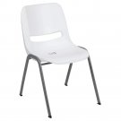 HERCULES Series 880 lb. Capacity White Ergonomic Shell Stack Chair with Gray Fra