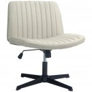 Beige Armless Wide Office Chair with Adjustable Height and 360° Swivel