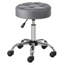Office Chair Round Rolling Stool Height Adjustable Lift Grey Polyester