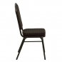 Elegant Brown Patterned Stacking Banquet Chair with Gold Vein Frame