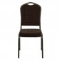 Elegant Brown Patterned Stacking Banquet Chair with Gold Vein Frame