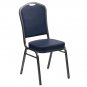 Navy Vinyl HERCULES Crown Back Stacking Banquet Chair Silver Frame