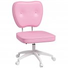 Vinsetto Stylish Pink PU Leather Armless Desk Chair, Adjustable Height Swivel Va Vinsetto Stylish Pink PU Leather Armless Desk Chair, Adjustable Height Swivel Va