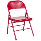 HERCULES Series Triple Braced Red Metal Folding Chair 300 lb Capacity