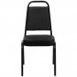 Elegant HERCULES Trapezoidal Back Stacking Banquet Chair Black Vinyl