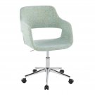 Margarite Contemporary Task Chair in Chrome Metal and Light Green Fabric by Lumi
