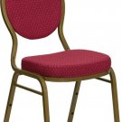 Teardrop Back Stacking Banquet Chair in Burgundy - Gold Frame