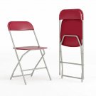 Set of 2 Commercial Grade Red Plastic Folding Chairs for Events