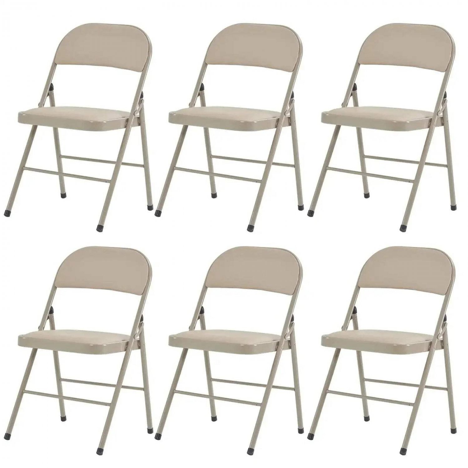 6 Pack Folding Chairs Cushioned Padded Seat for Party Black