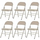 6 Pack Folding Chairs Cushioned Padded Seat for Party Black