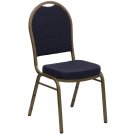 Elegant Navy Upholstered Stacking Banquet Chair with Gold Frame