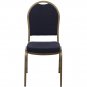 Elegant Navy Upholstered Stacking Banquet Chair with Gold Frame