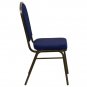 Elegant Navy Blue Crown Back Stacking Banquet Chair with Gold Vein Frame