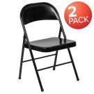 2 Pack Double Braced Black Metal Folding Chair for Events and Home