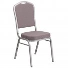 Crown Back Stacking Banquet Chair in Gray Dot Fabric Silver Frame