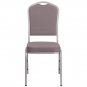 Crown Back Stacking Banquet Chair in Gray Dot Fabric Silver Frame